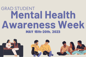 Graphics of friends surrounding mental health awareness week dates